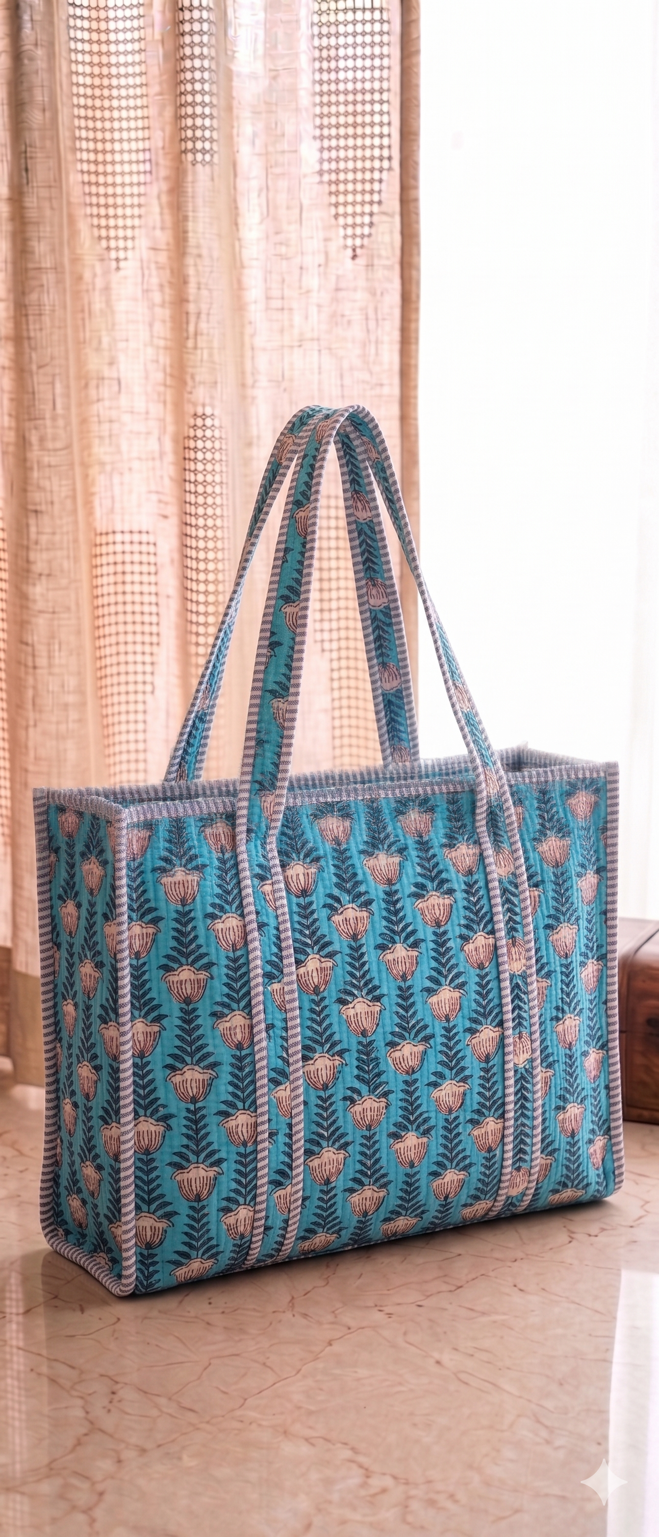 Aqua Tulip Tote