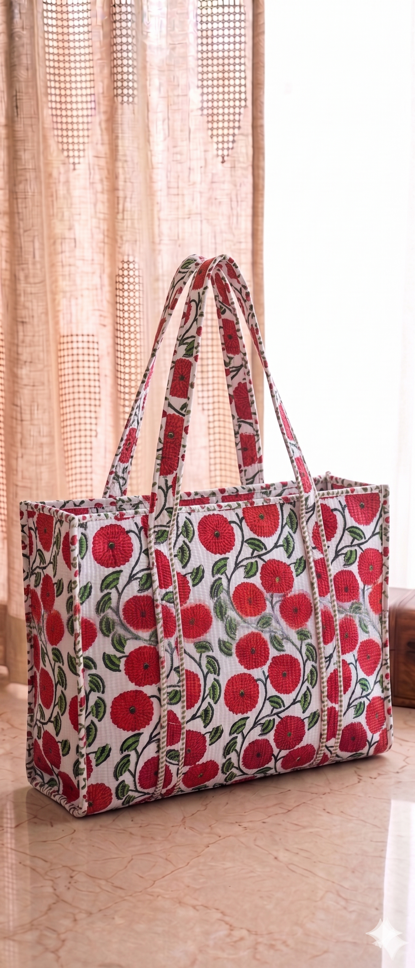 Crimson Pom-Pom Tote