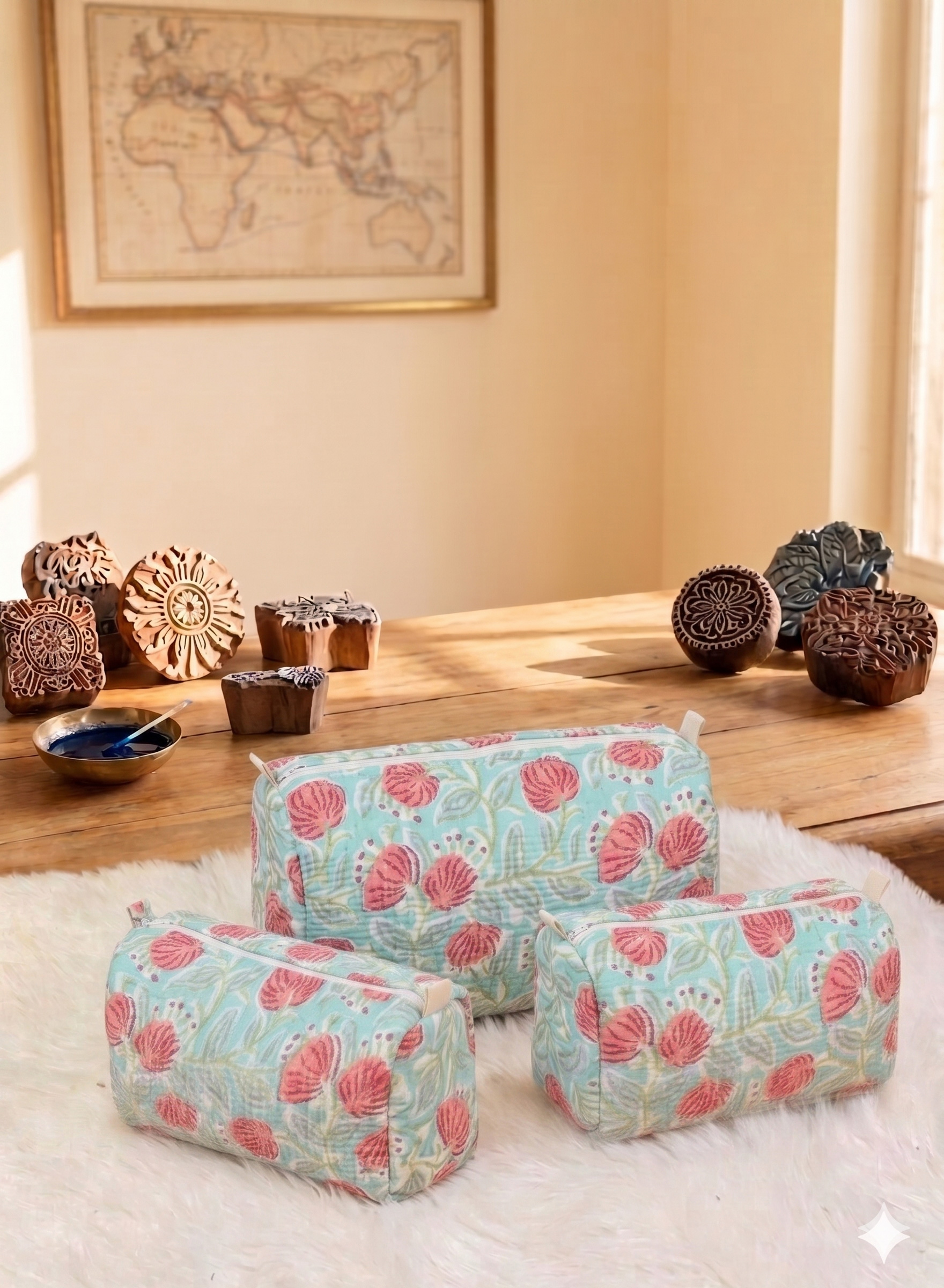 The Turquoise Waterlily 3-Piece Vanity Set