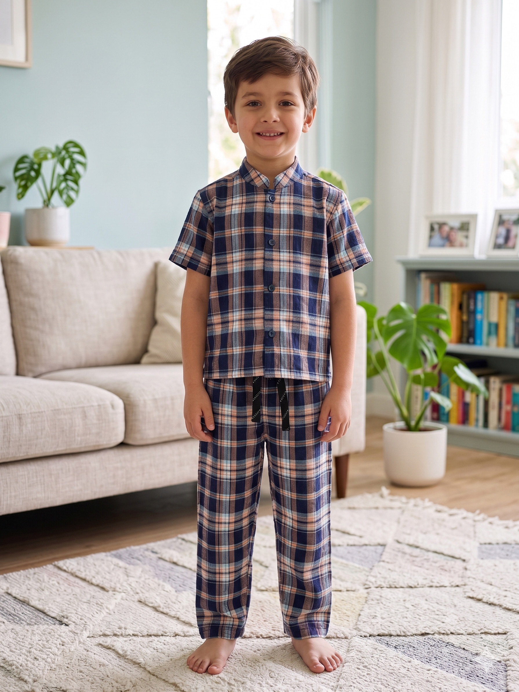 Twilight Plaid Mandarin Collar Pyjama