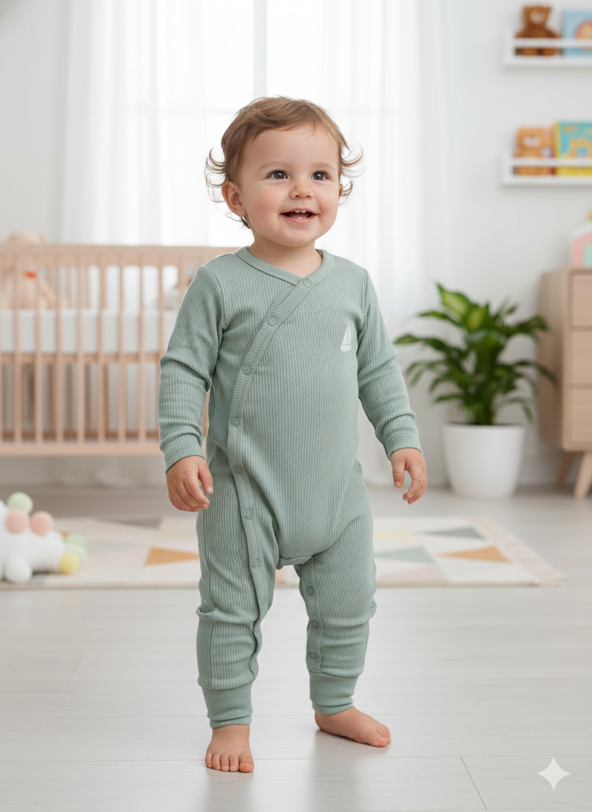 Soft Sage Green Stripped Jumpsuit